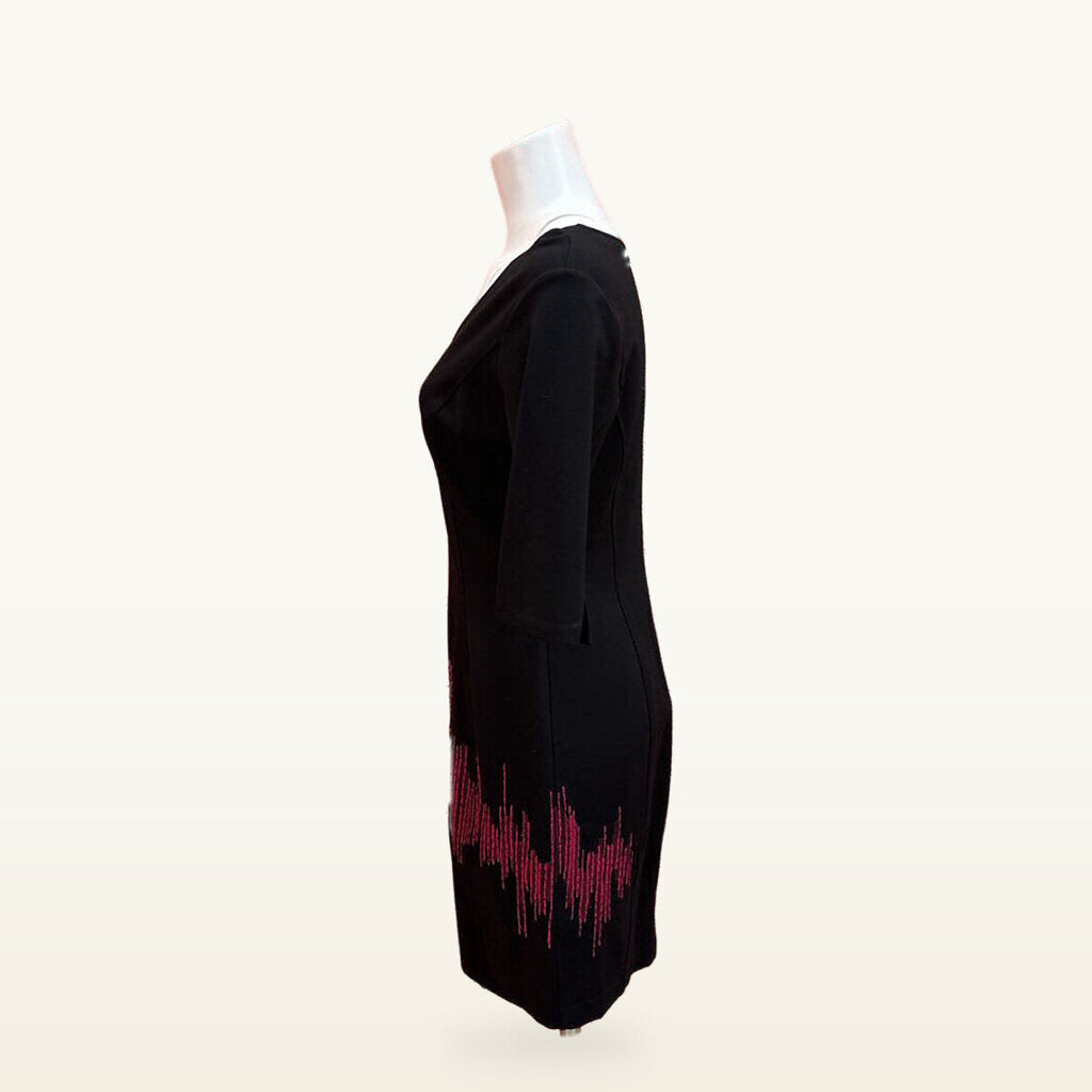Josie Natori Black Dress with Pink Embellishments