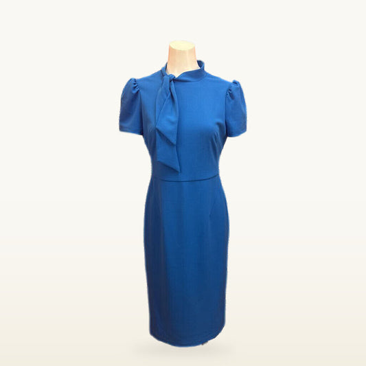 Maggy London Blue Tie-Neck Sheath Dress - 6