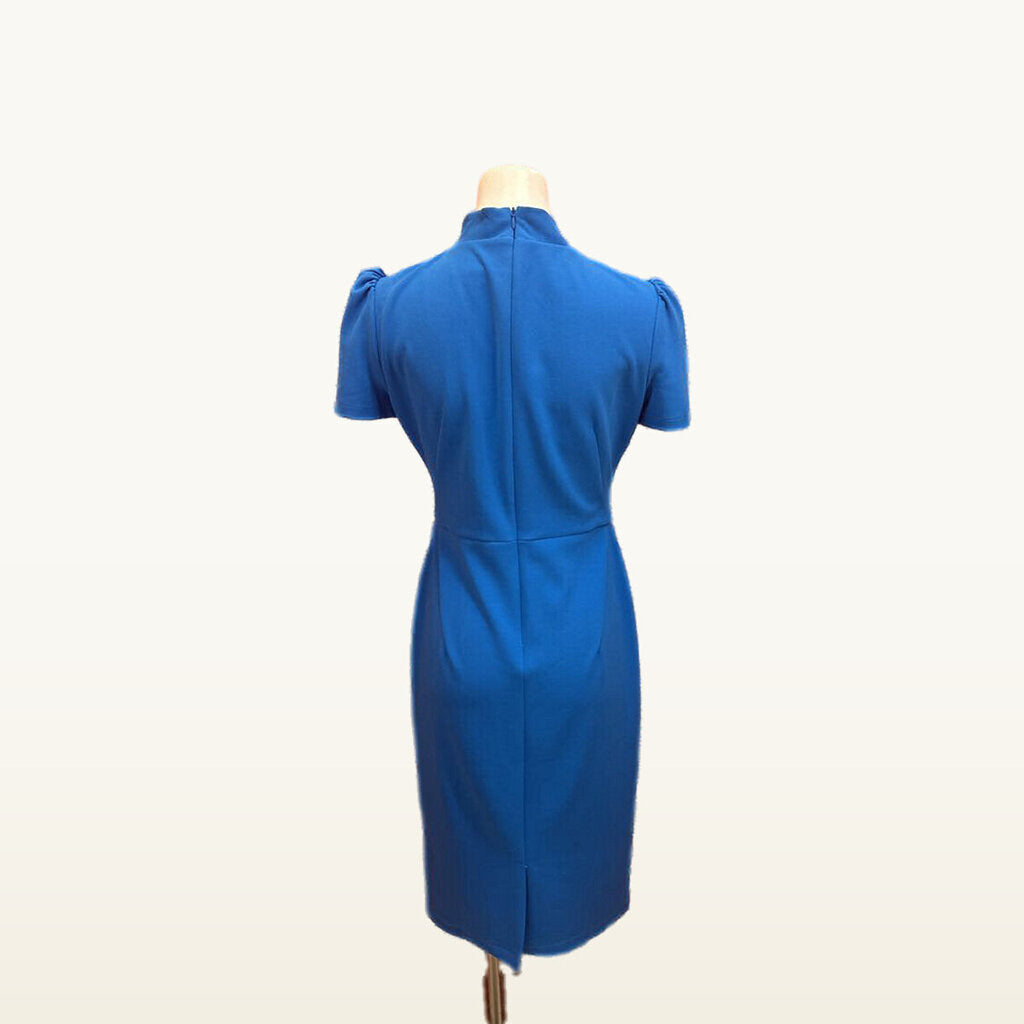 Maggy London Blue Tie-Neck Sheath Dress - 6