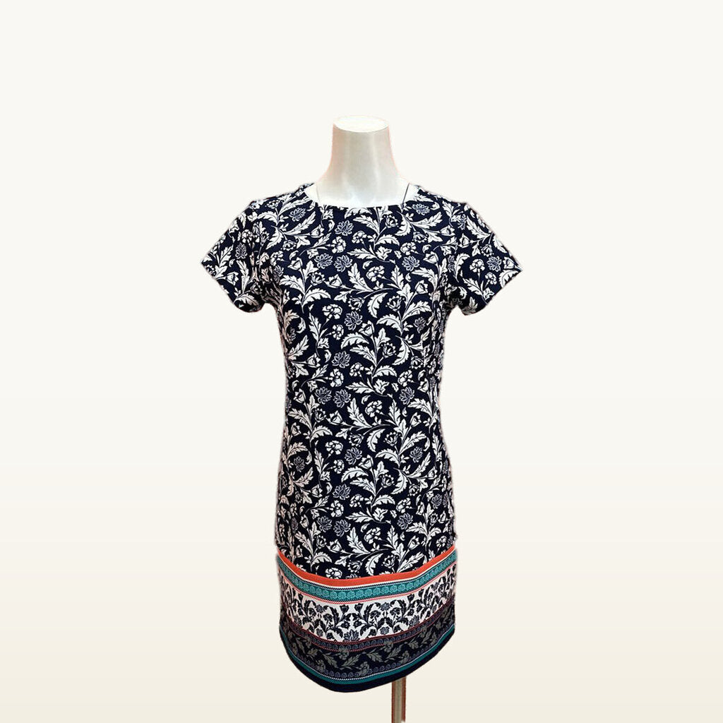 Banana Republic Navy Floral Border-Print Dress - Petite