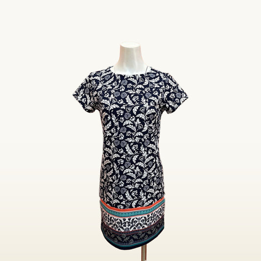 Banana Republic Navy Floral Border-Print Dress - Petite