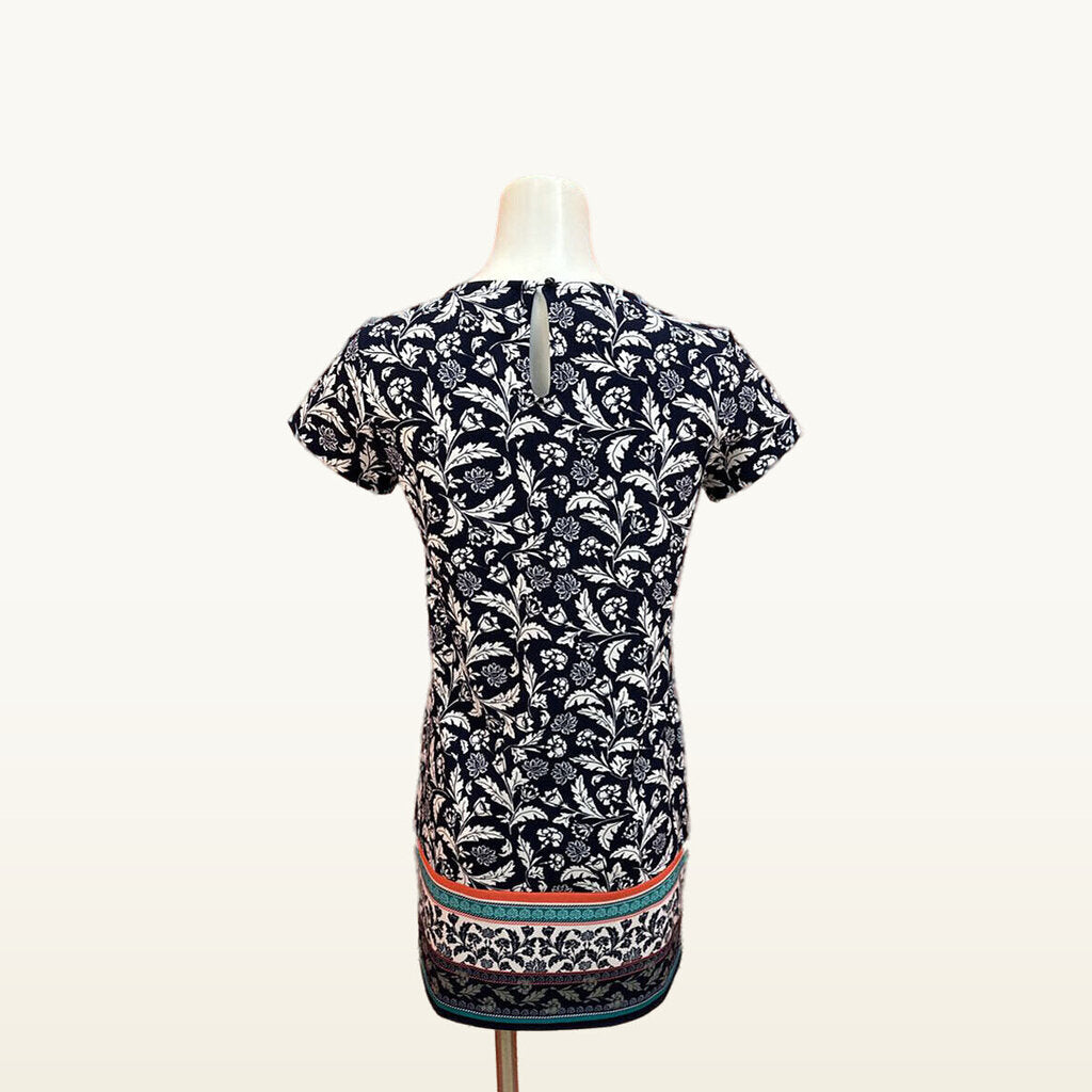 Banana Republic Navy Floral Border-Print Dress - Petite