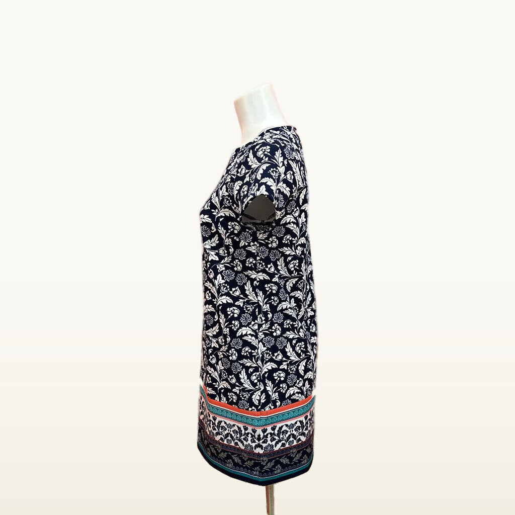 Banana Republic Navy Floral Border-Print Dress - Petite