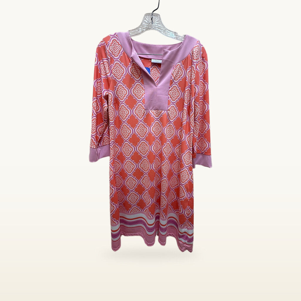 Cabana Life Split-Neck Print Dress – Coral & Pink, Size S