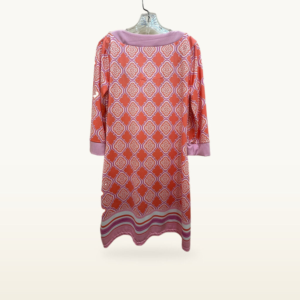 Cabana Life Split-Neck Print Dress – Coral & Pink, Size S
