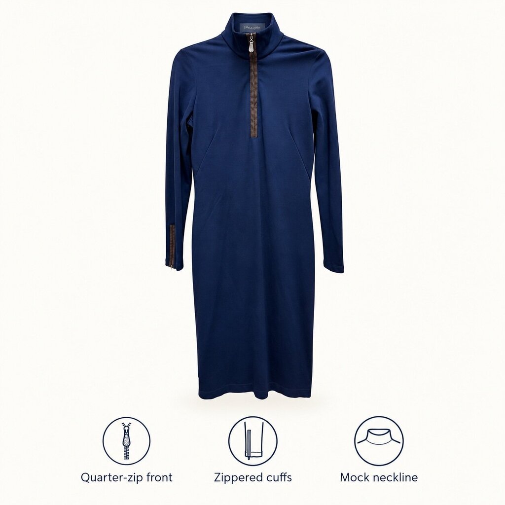 J.McLaughlin Quarter-Zip Knit Dress – Navy, Size XS