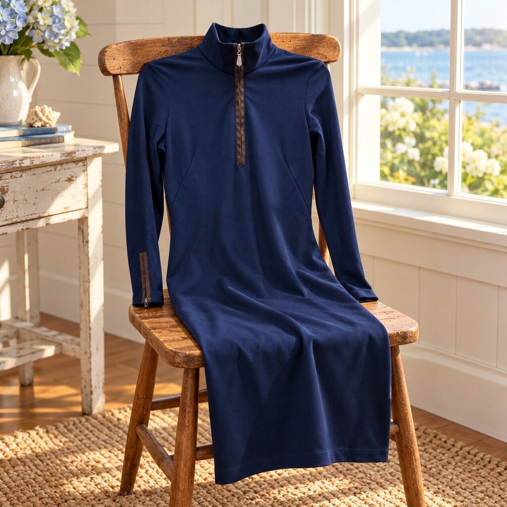 J.McLaughlin Quarter-Zip Knit Dress – Navy, Size XS