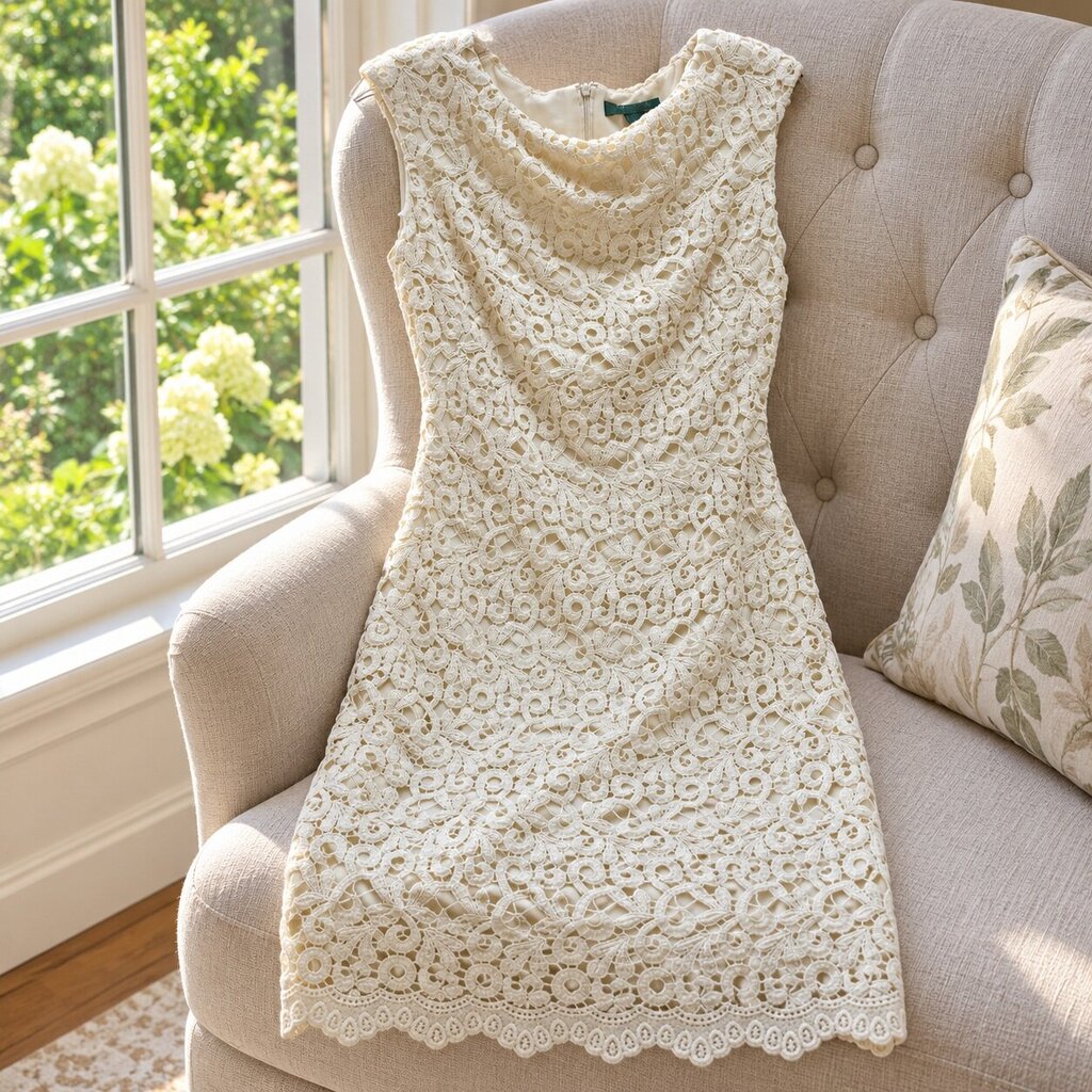 Lauren Ralph Lauren Lace Sheath Dress – Cream, Size 4P
