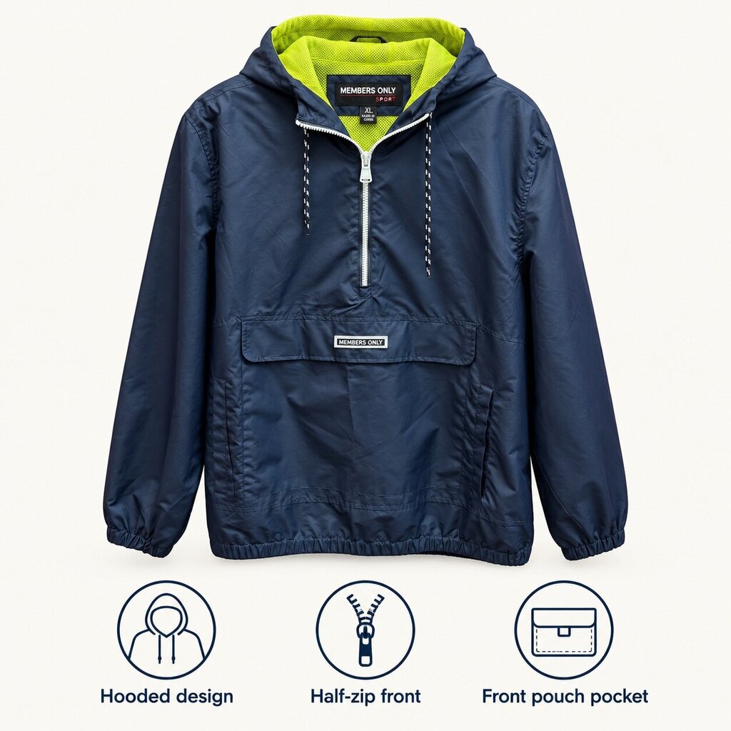 Men's Members Only Sport Navy Hooded Anorak - XL