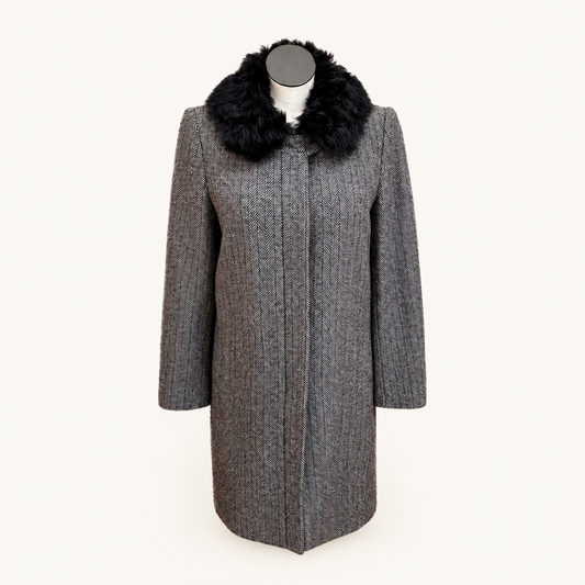 Banana Republic Herringbone Coat with Black Collar - XL