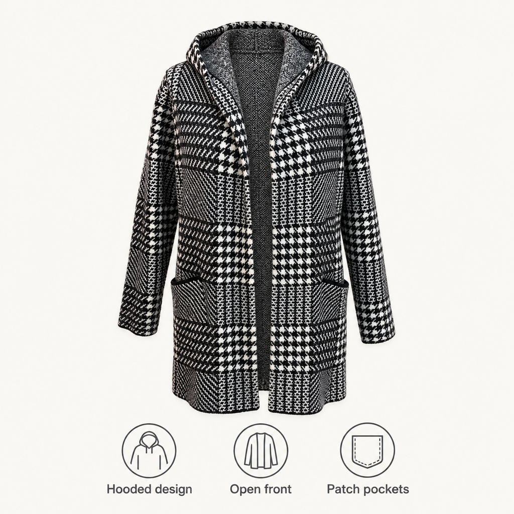 Workshop Republic Clothing Gray Plaid Hooded Cardigan - Large
