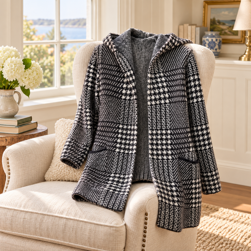Workshop Republic Clothing Gray Plaid Hooded Cardigan - Large