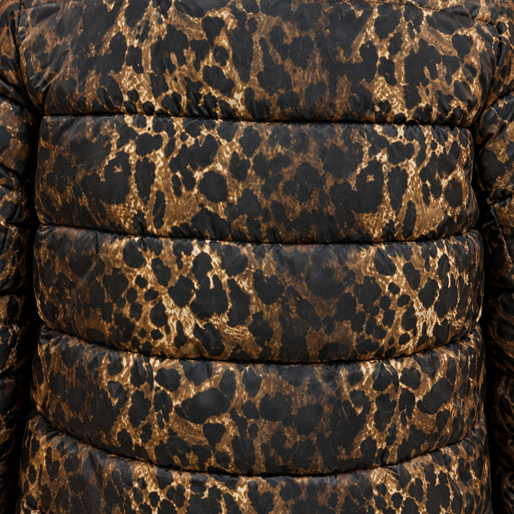 Tahari Leopard Print Quilted Puffer Coat - Medium