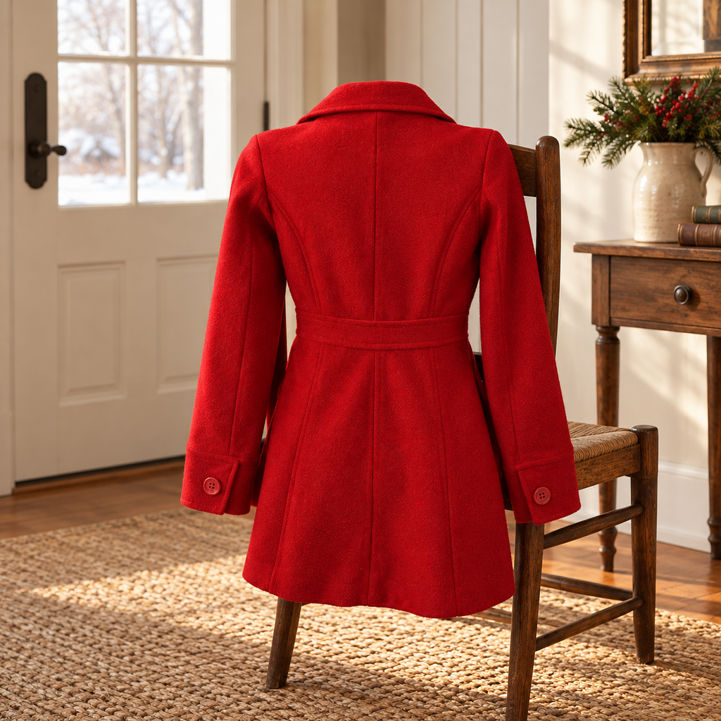 Tulle Red Button-Front Coat - Medium