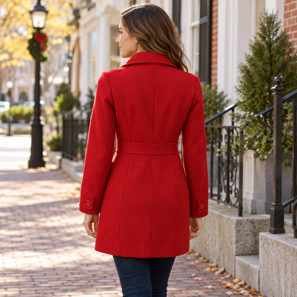 Tulle Red Button-Front Coat - Medium