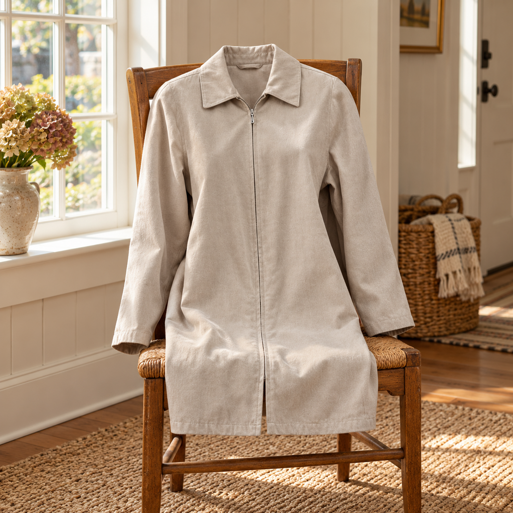 London Fog Beige Zip-Front Coat - Medium