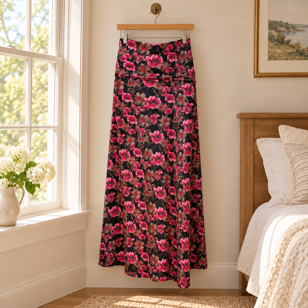 LuLaRoe Pink Floral Maxi Skirt - Medium