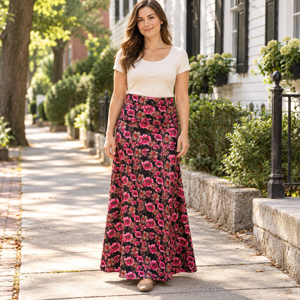 LuLaRoe Pink Floral Maxi Skirt - Medium