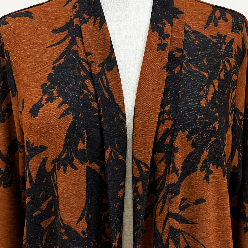 Soft Surroundings Rust and Black Botanical Cardigan - Large