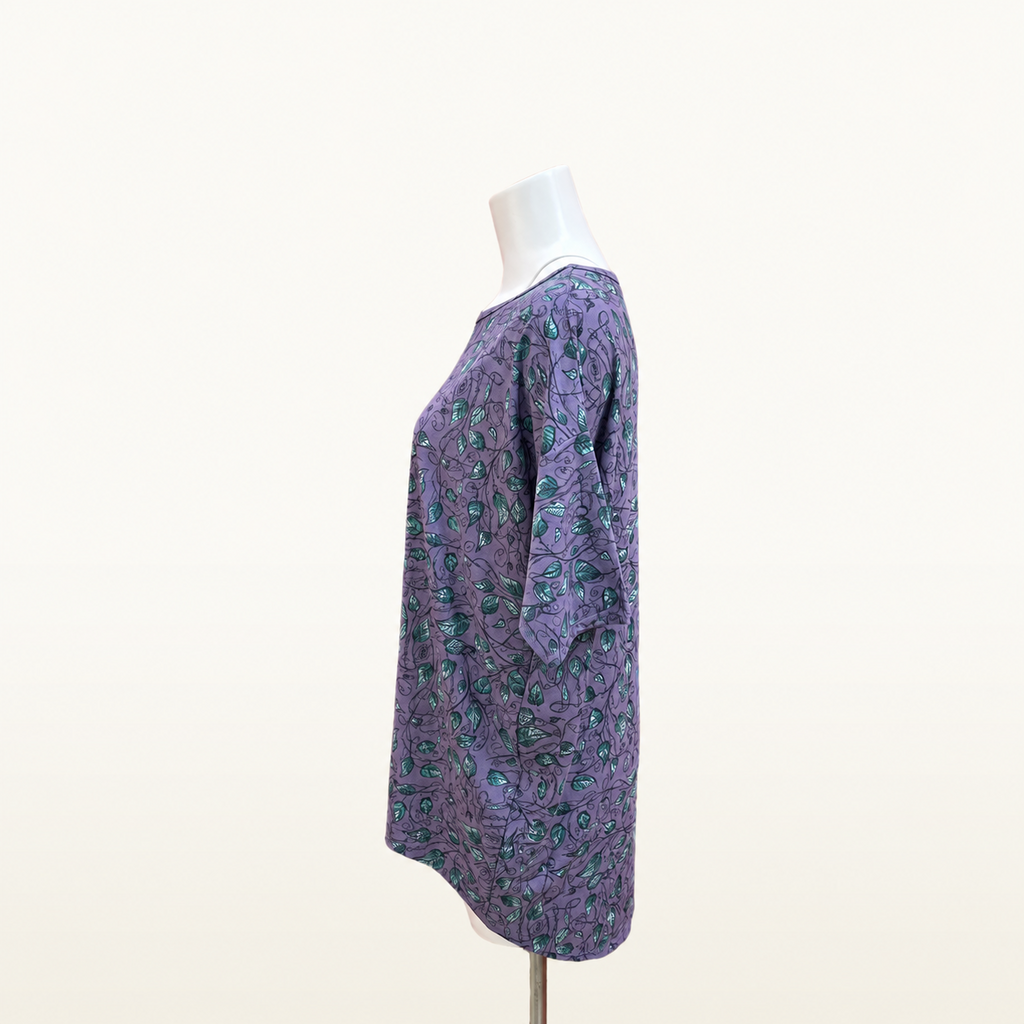 LuLaRoe Irma Purple Leaf Print Tunic Top - Small