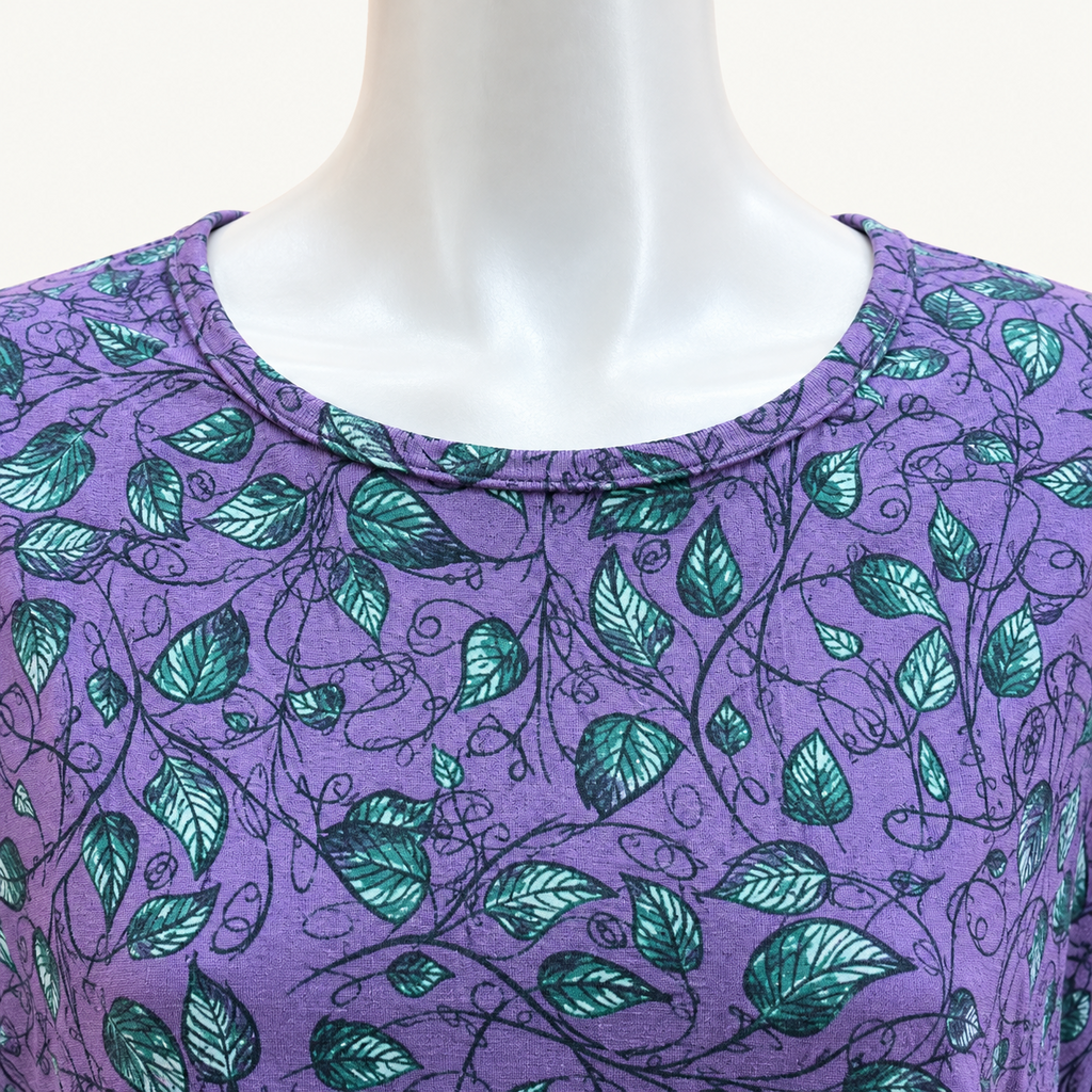 LuLaRoe Irma Purple Leaf Print Tunic Top - Small