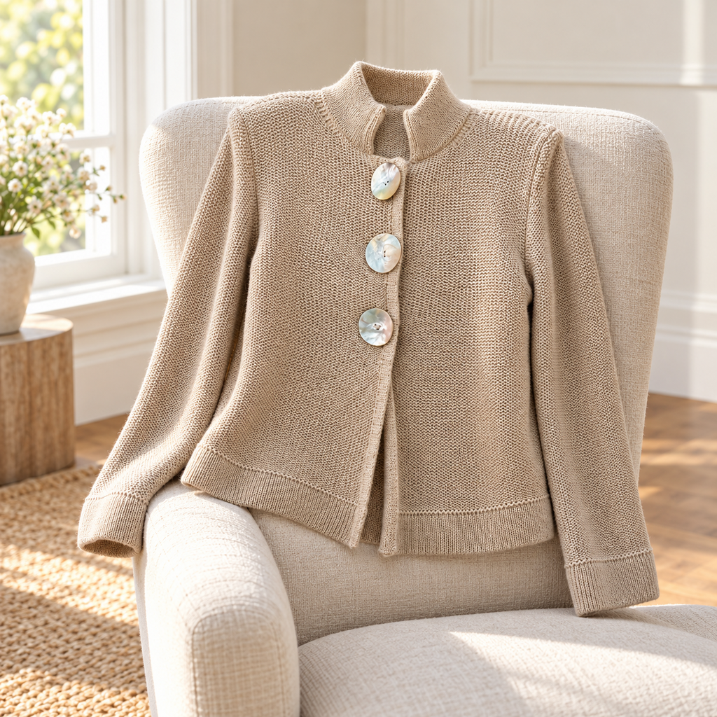 Roni Zilkha Tan Three-Button Knit Cardigan - Large