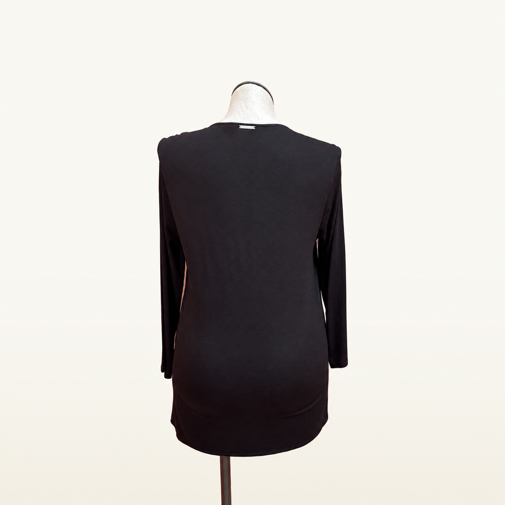 Michael Kors Black V-Neck Layered-Hem Top - Large