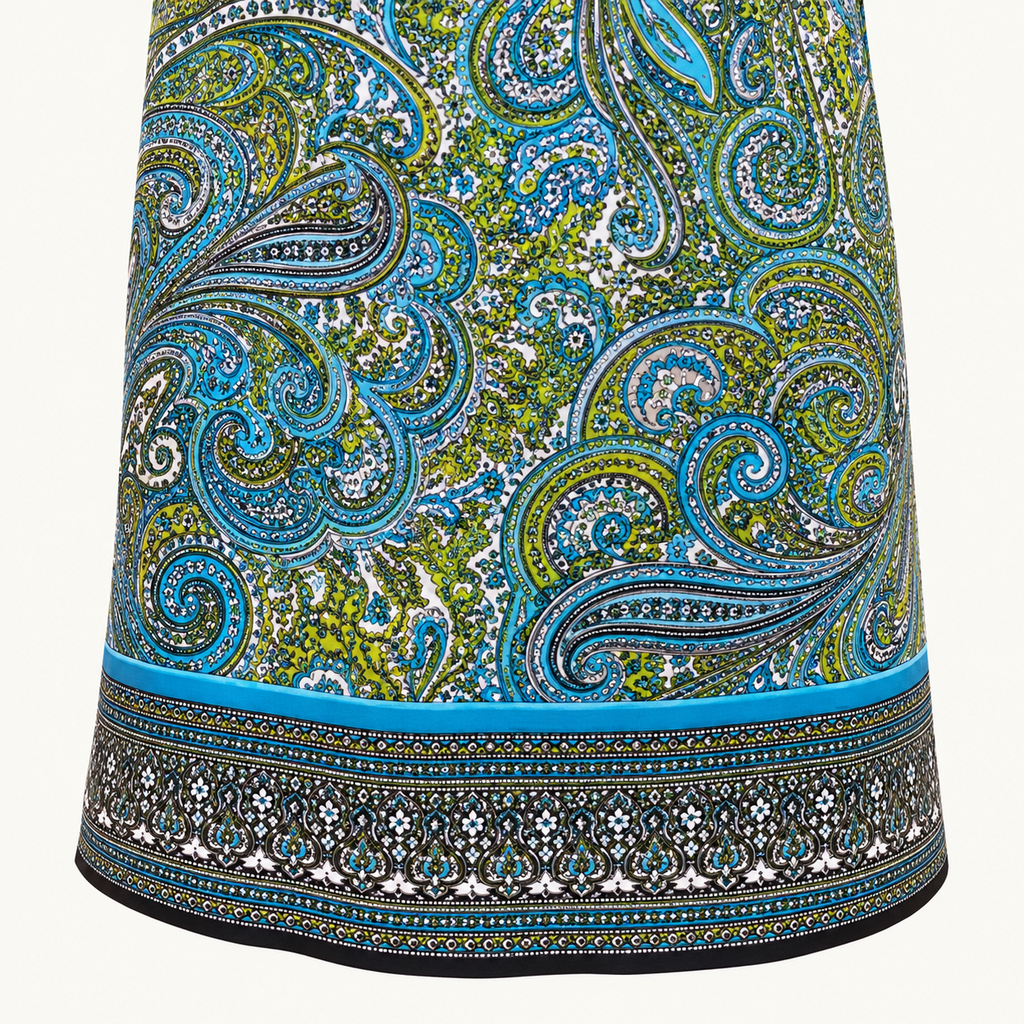 Michael Kors Blue and Green Paisley Long-Sleeve Tunic - XS