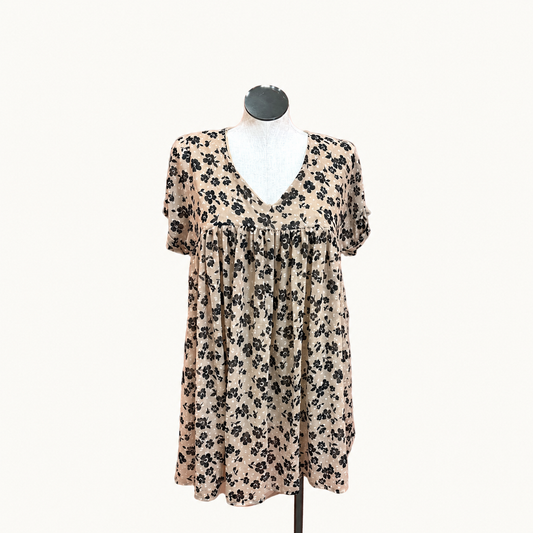 Peach Love California Sand/Peach Floral Mini Dress - Large