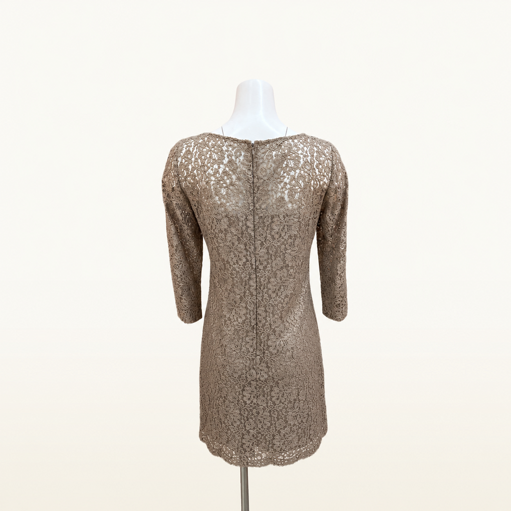 Donna Morgan Beige Floral Lace Dress - Size 4