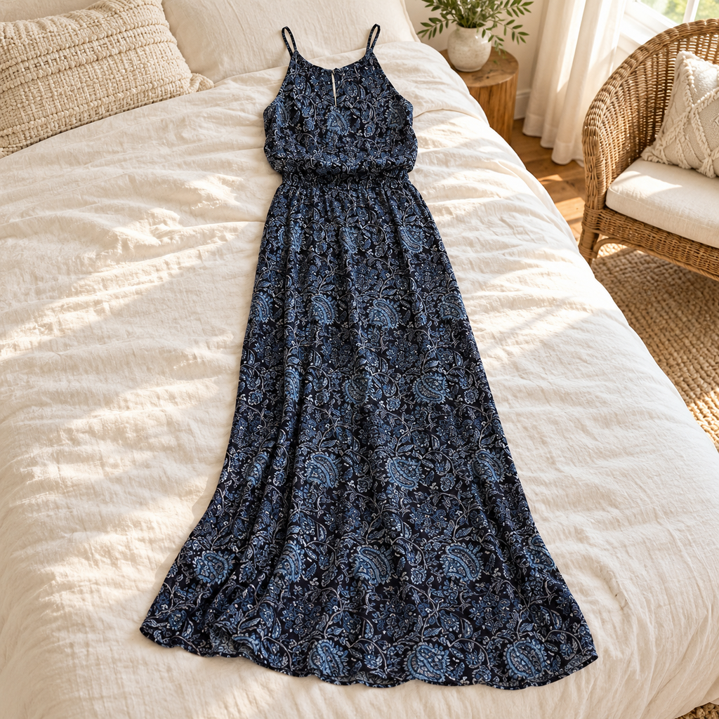Lucky Brand Blue Paisley Maxi Dress - Small