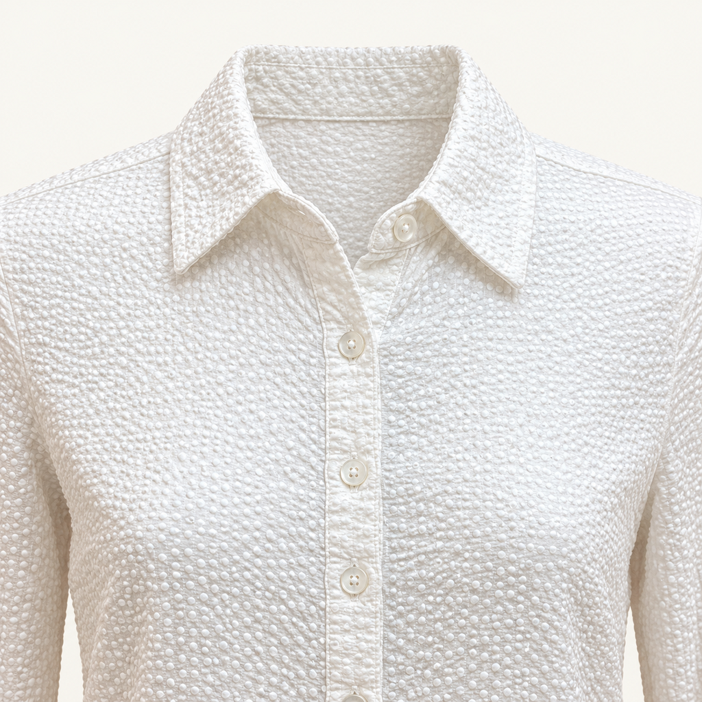 Soft Surroundings White Textured Ruffle Button-Up Shirt - XS