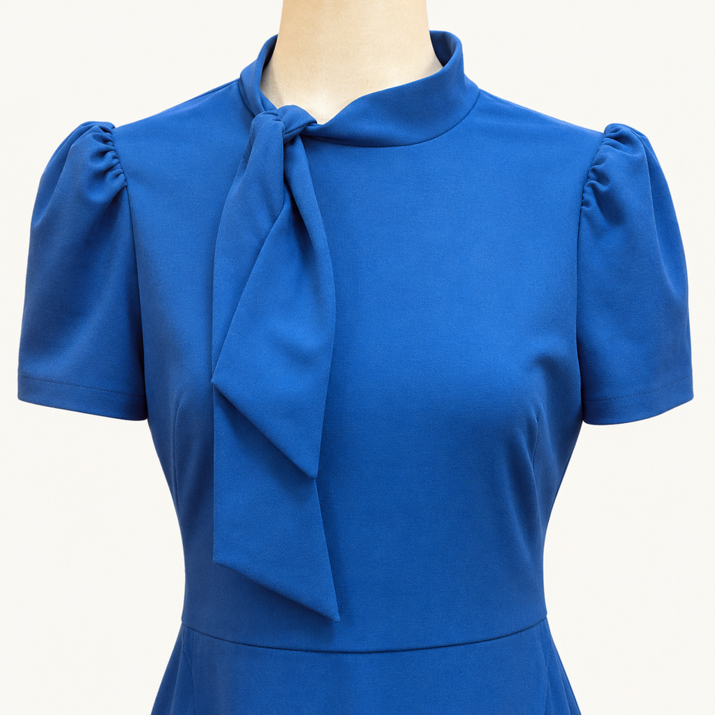 Maggy London Blue Tie-Neck Sheath Dress - 6
