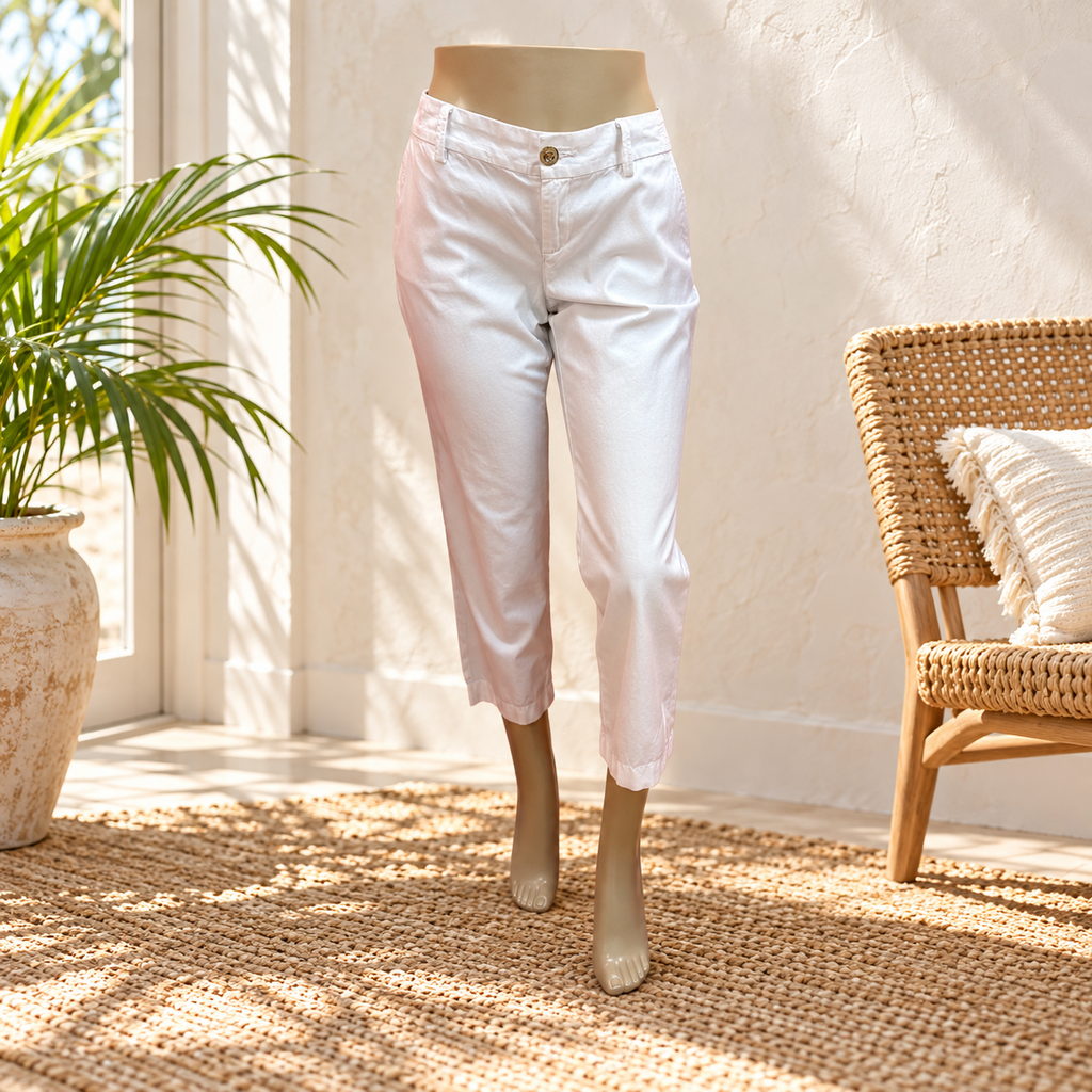 Lilly Pulitzer White Cropped Chino Pants - 8