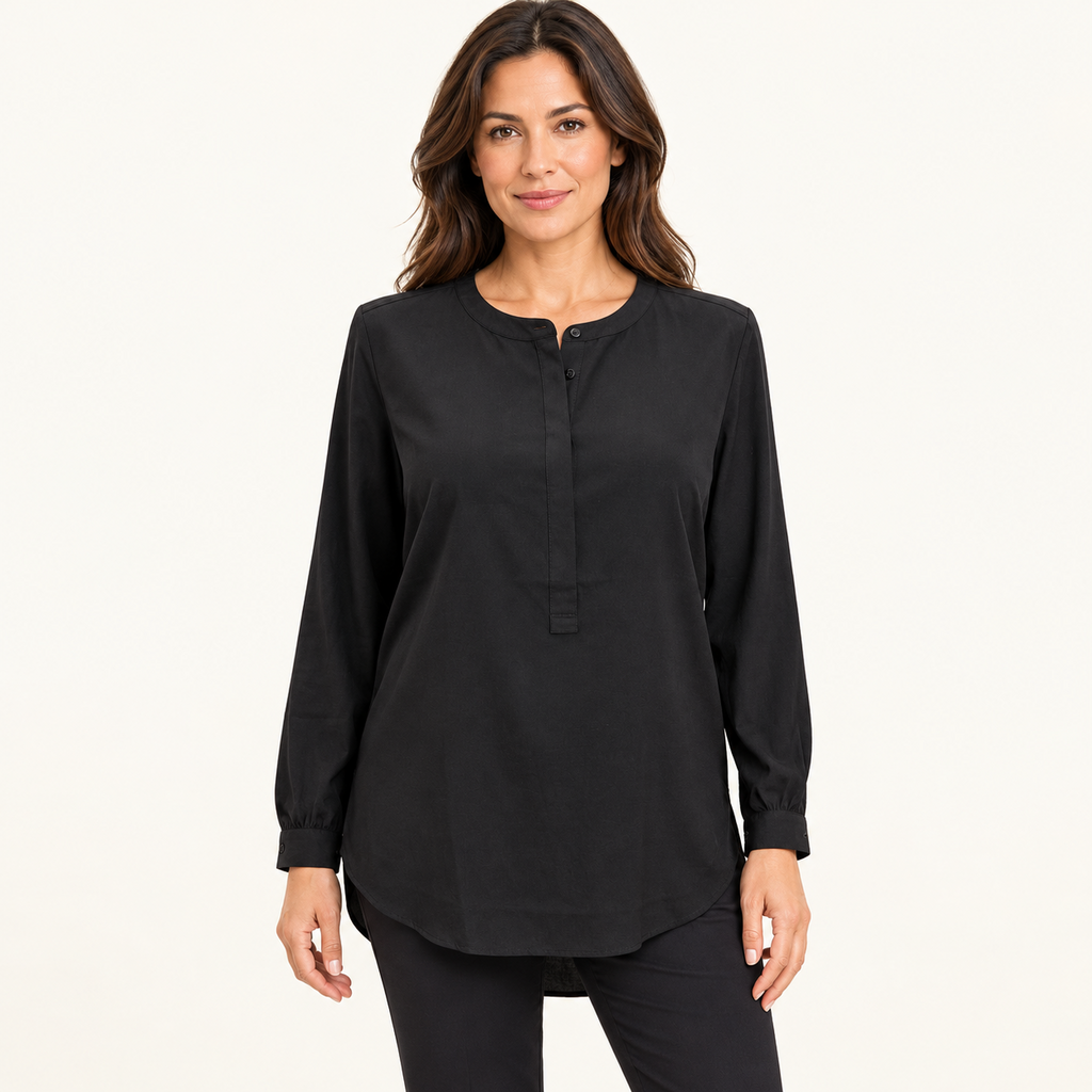 NYDJ Black Long-Sleeve Tunic Blouse - Large