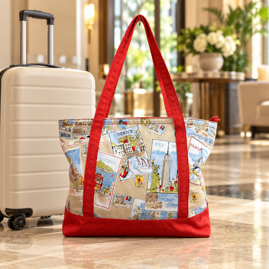 Talbots Map Print Tote Bag