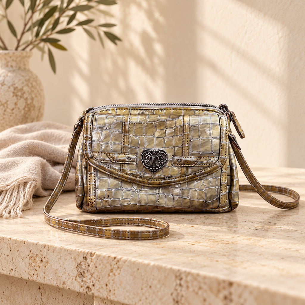 Small Faux Crocodile Texture Brighton Crossbody