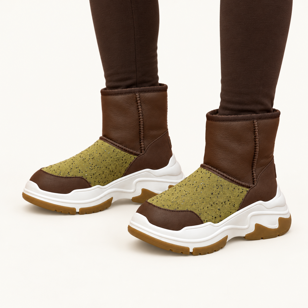 Australia Luxe Collective Brown & Green Ankle Boots - Size 10