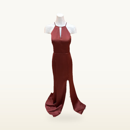 Amsale Burgundy Evening Dress – front