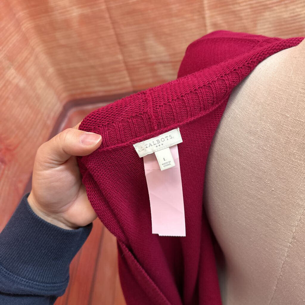 TALBOTS PINKISH RED CARDIGAN SIZE LARGE
