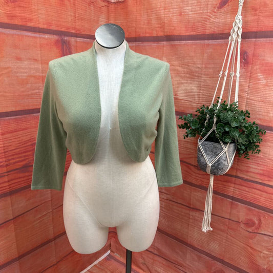 ANN TAYLOR GREEN CASHMERE CARDIGAN SIZE LARGE