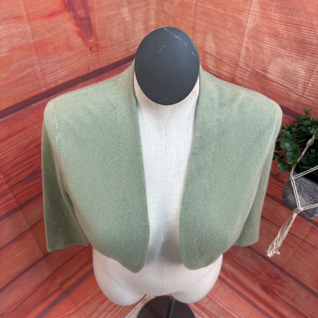 ANN TAYLOR GREEN CASHMERE CARDIGAN SIZE LARGE