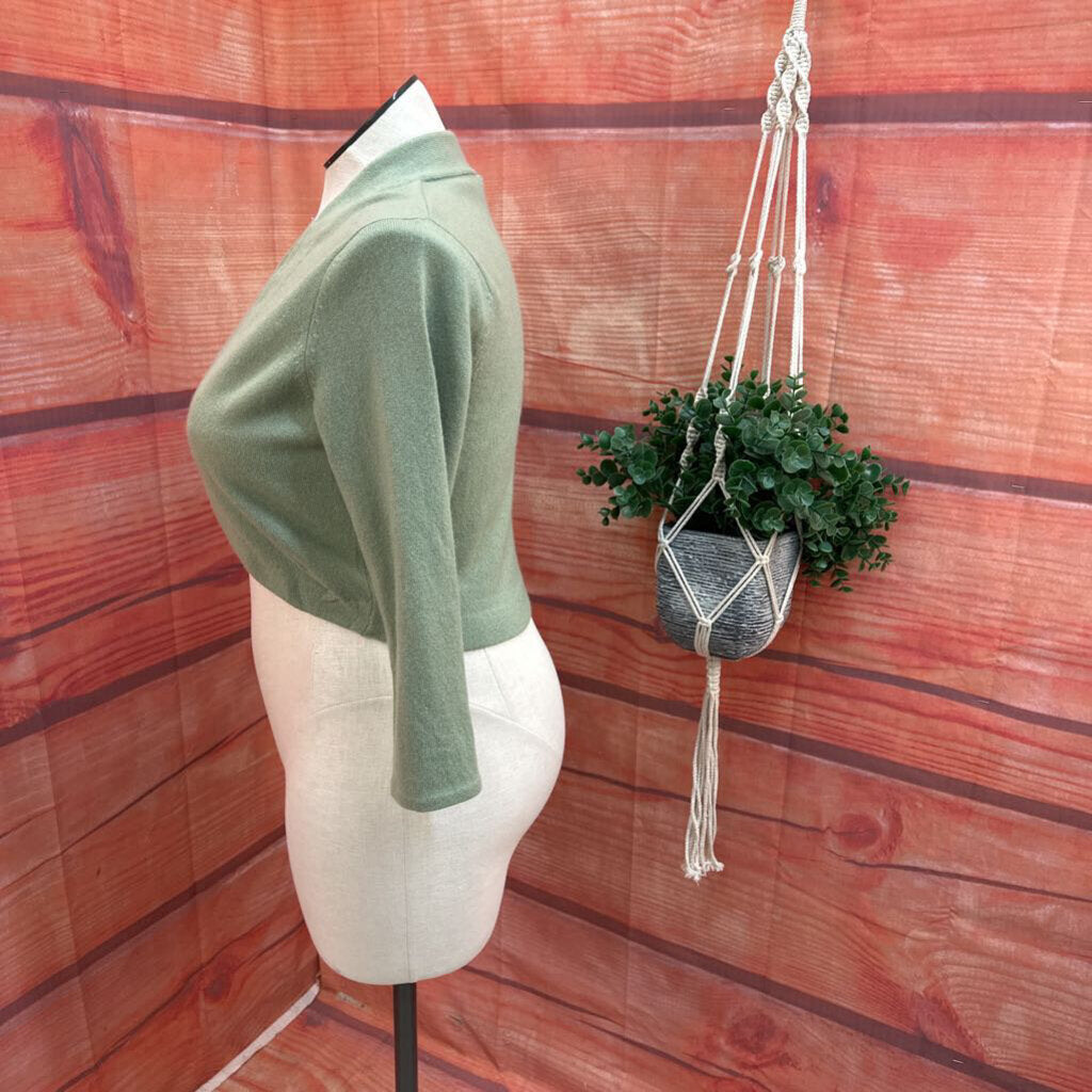 ANN TAYLOR GREEN CASHMERE CARDIGAN SIZE LARGE