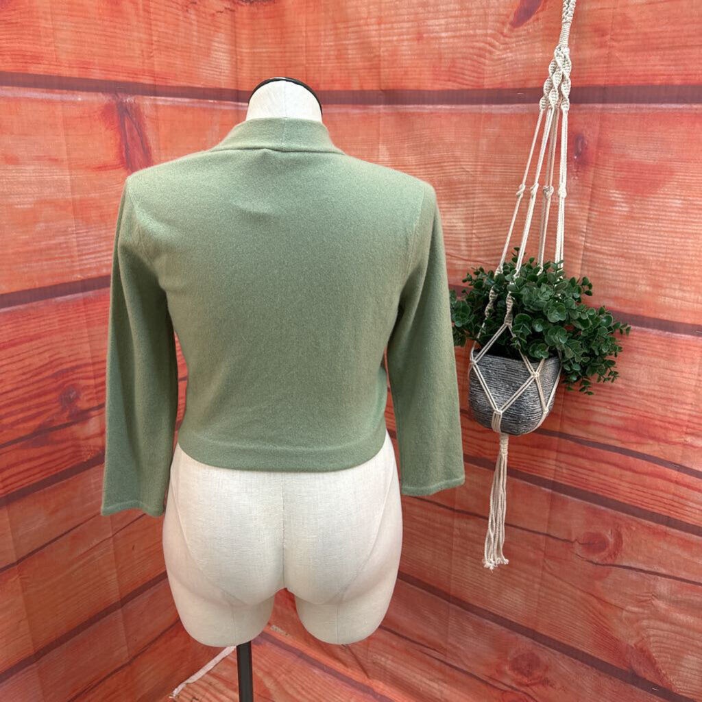 ANN TAYLOR GREEN CASHMERE CARDIGAN SIZE LARGE