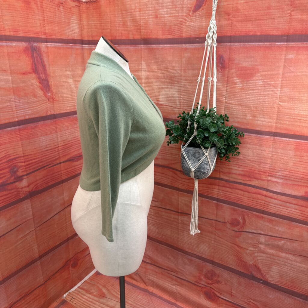 ANN TAYLOR GREEN CASHMERE CARDIGAN SIZE LARGE