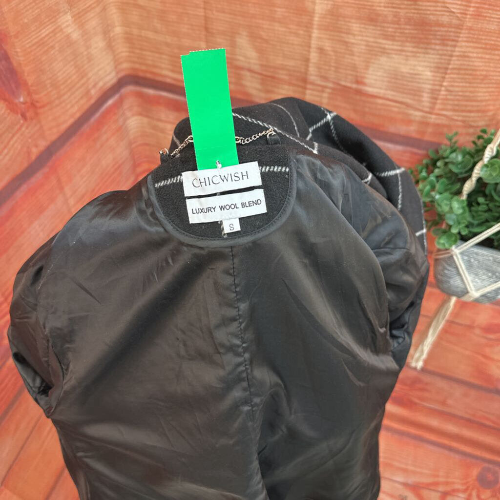 CHICWISH BLACK BELTED COAT SIZE SMALL