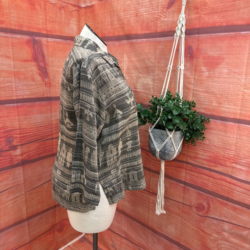 VINTAGE CHICOS TAN PATTERN JACKET SIZE 2 (L/12)