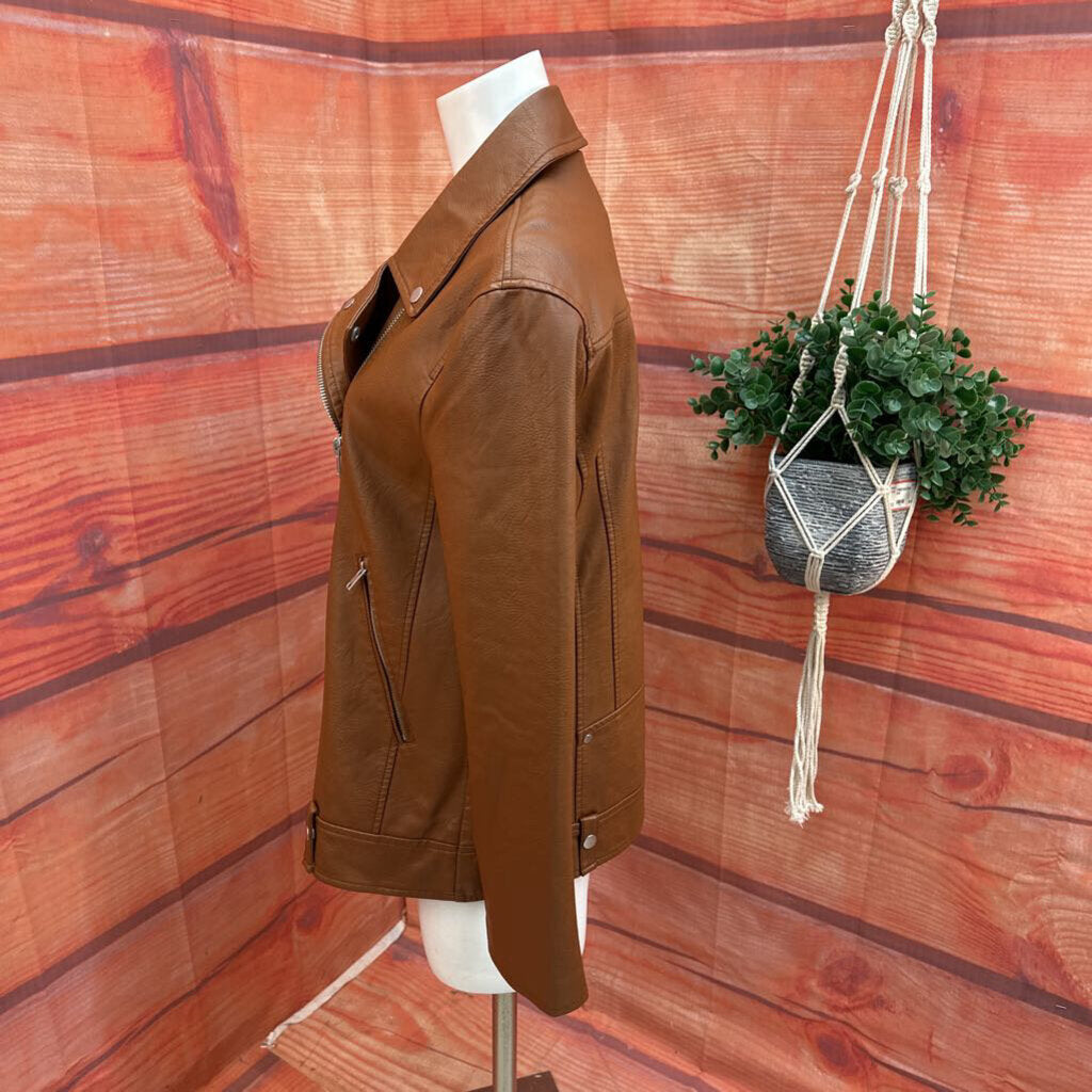 7 FOR ALL MANKIND BROWN LEATHER JACKET SIZE MEDIUM