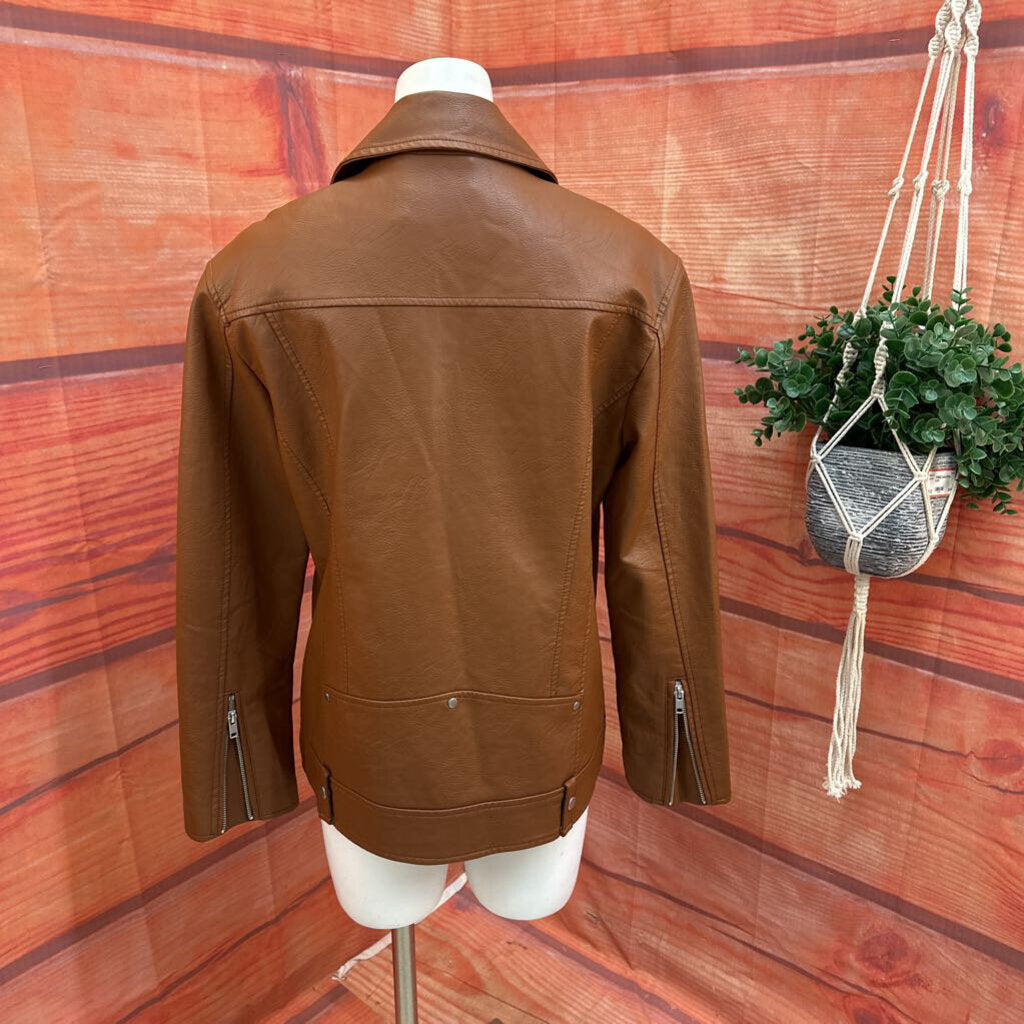 7 FOR ALL MANKIND BROWN LEATHER JACKET SIZE MEDIUM