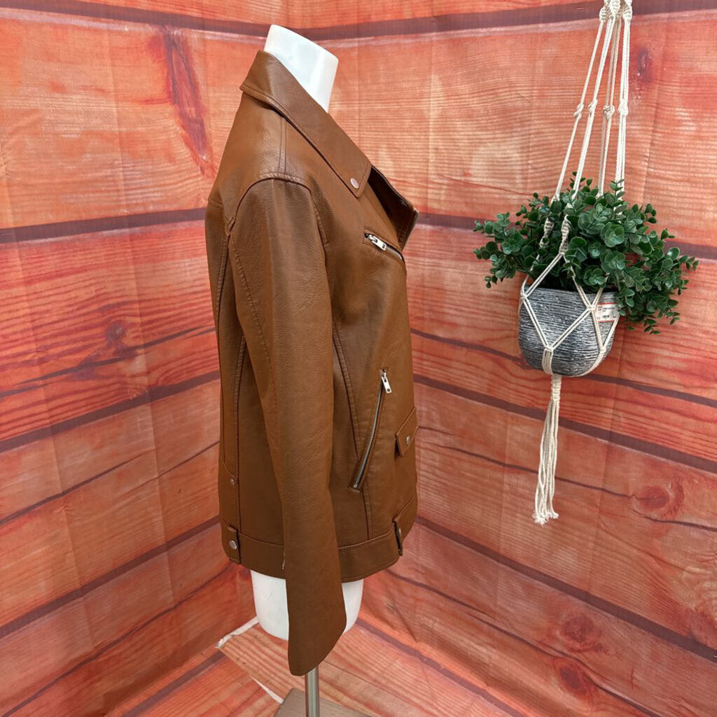 7 FOR ALL MANKIND BROWN LEATHER JACKET SIZE MEDIUM